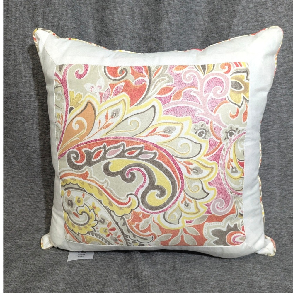 Raymond Waites Accent Throw Pillows Pink Multicolor Paisley - Set of 2 - Picture 2 of 12